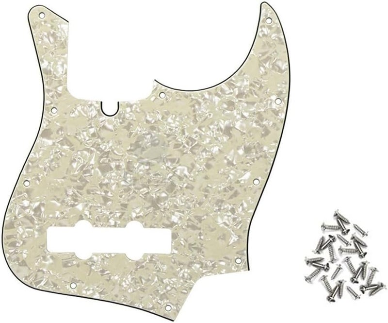 ROZILO Aged Pearl Jazz Bass Pickguard 10 Hole Guitar Pickguard for 4 String Fender Jazz Bass Modern Style - Image 1